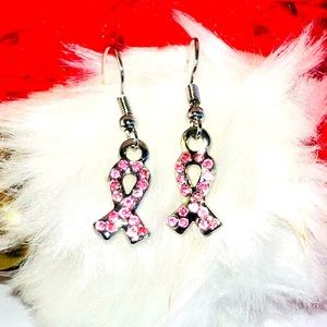 Breast cancer awareness ribbon earrings. $7